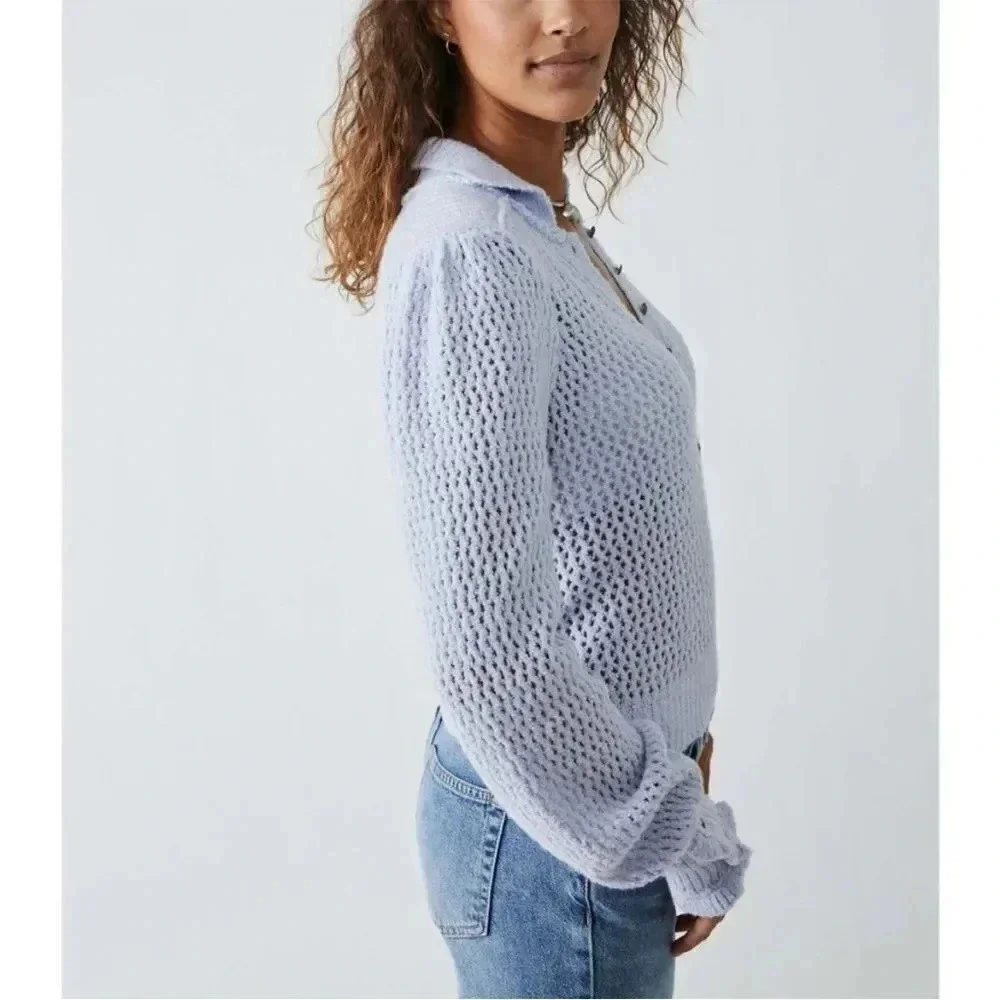 Free People Care FP Snowdrift Pullover / Peri Ice NWT